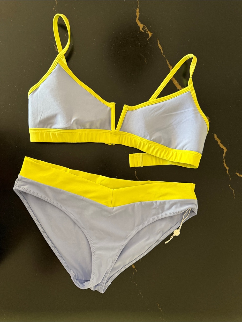Pepper (small bust) Two-Piece Swim Set - Light Blue and Yellow